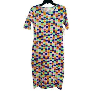 New With Tags Lularoe Julia Dress Size‎ XS Multi Color Knee Length Stretch